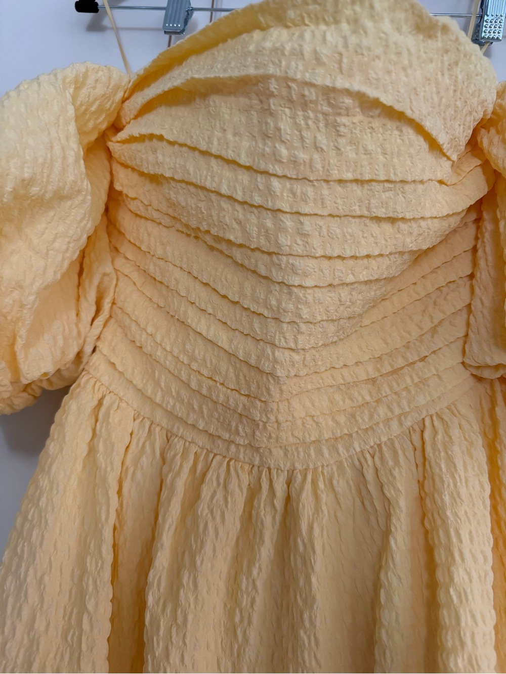 NWT Abercrombie & Fitch Emerson Off the Shoulder Yellow Midi Dress (121) - Picture 3 of 5